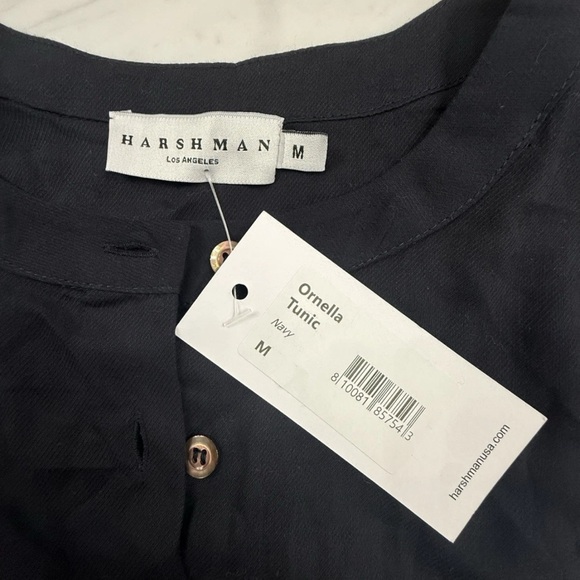 NWT Harshman Anthropologie Ornella Button Shirt Blouse Dark Navy Sz. M MSRP $212 - Picture 3 of 5
